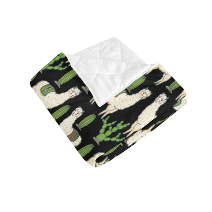Llama Cactus Pattern Print Design 011 Premium Quilt