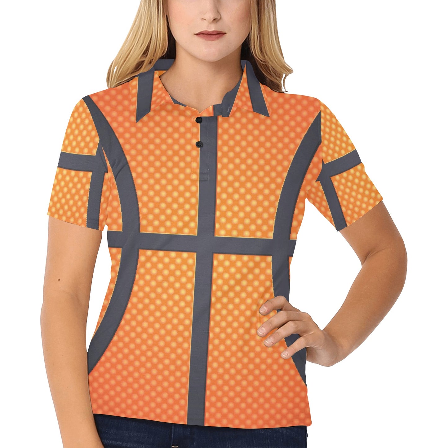 Basketball Texture Print Pattern Women's Polo Shirt
