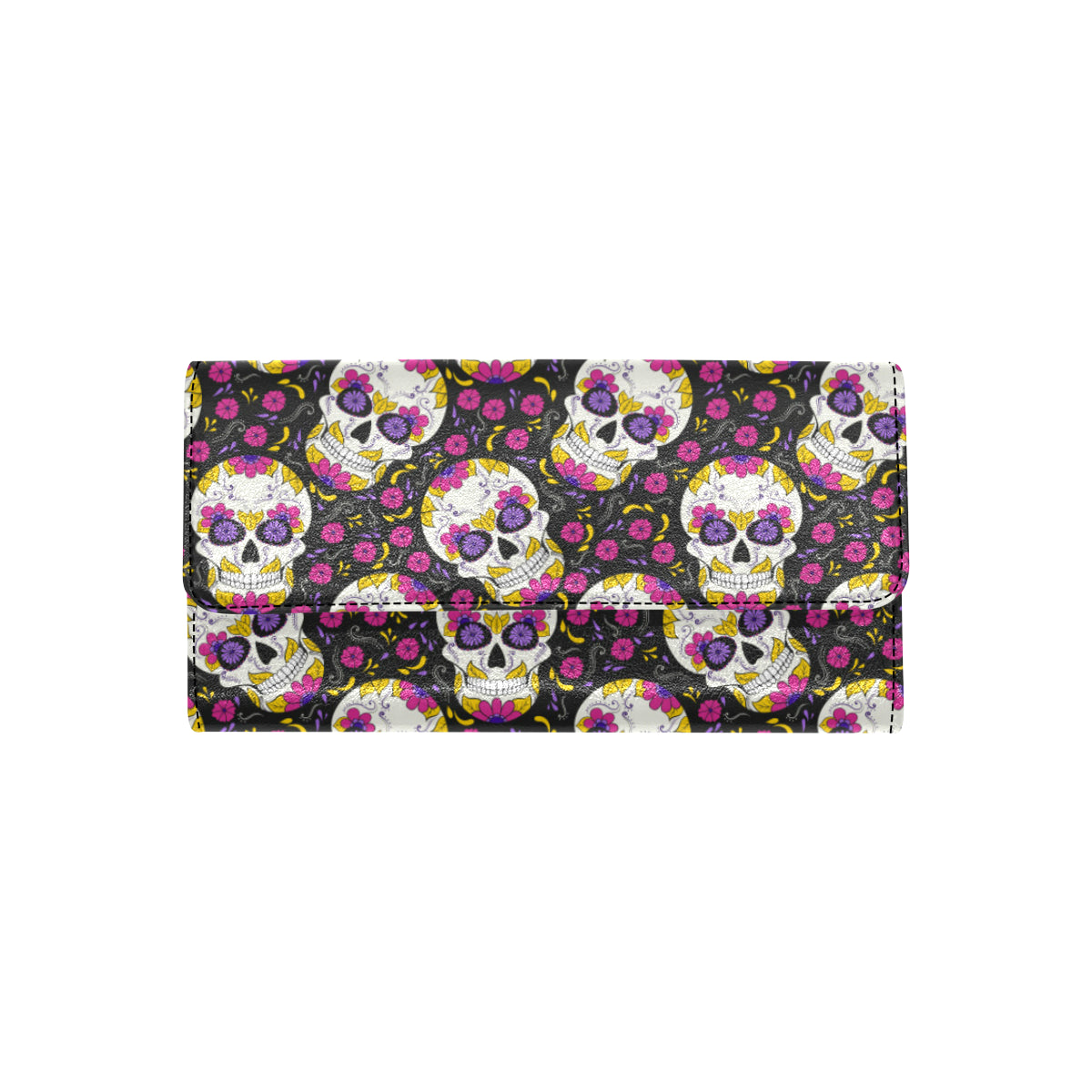 sugar skull Floral Pattern Women's Trifold Wallet