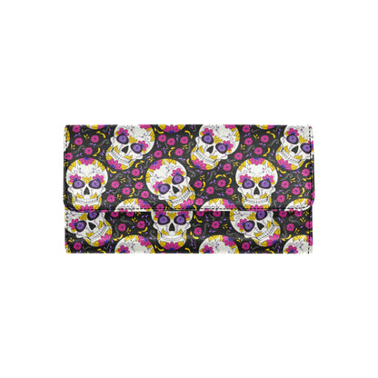 sugar skull Floral Pattern Women's Trifold Wallet