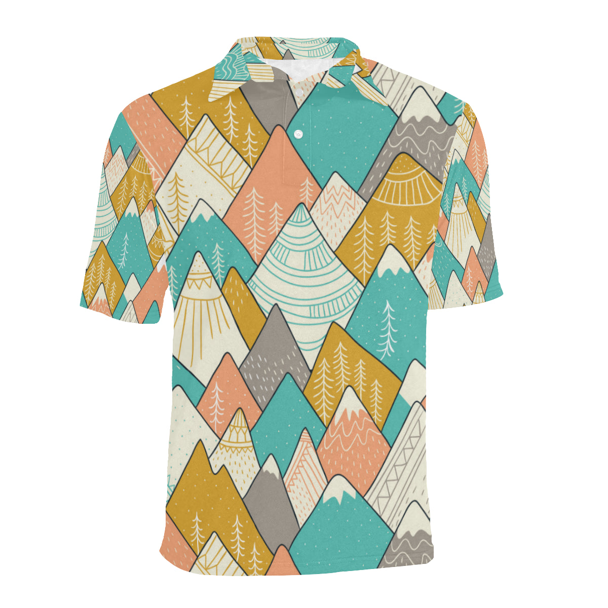 Mountain Pattern Print Design 02 Men Polo Shirt