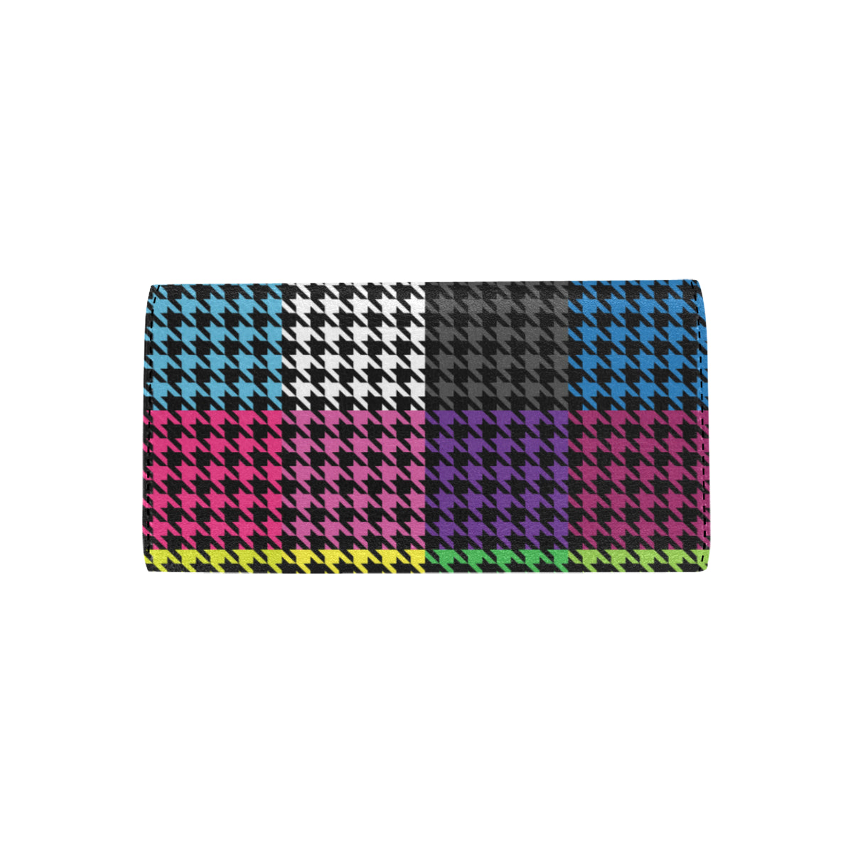 Houndstooth Colorful Pattern Print Design 01 Women's Trifold Wallet