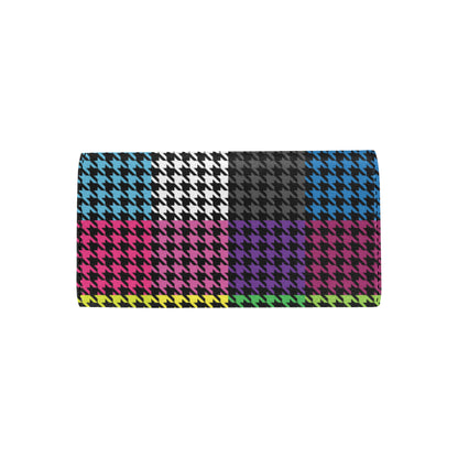 Houndstooth Colorful Pattern Print Design 01 Women's Trifold Wallet