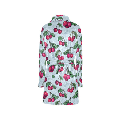 Cherry Pattern Print Design CH01 Women's Fleece Robe
