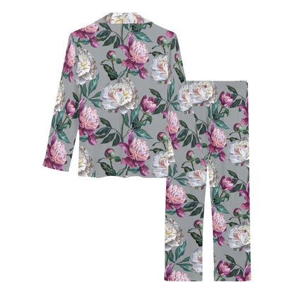 Peony Pattern Print Design PE01 Women's Long Pajama Set