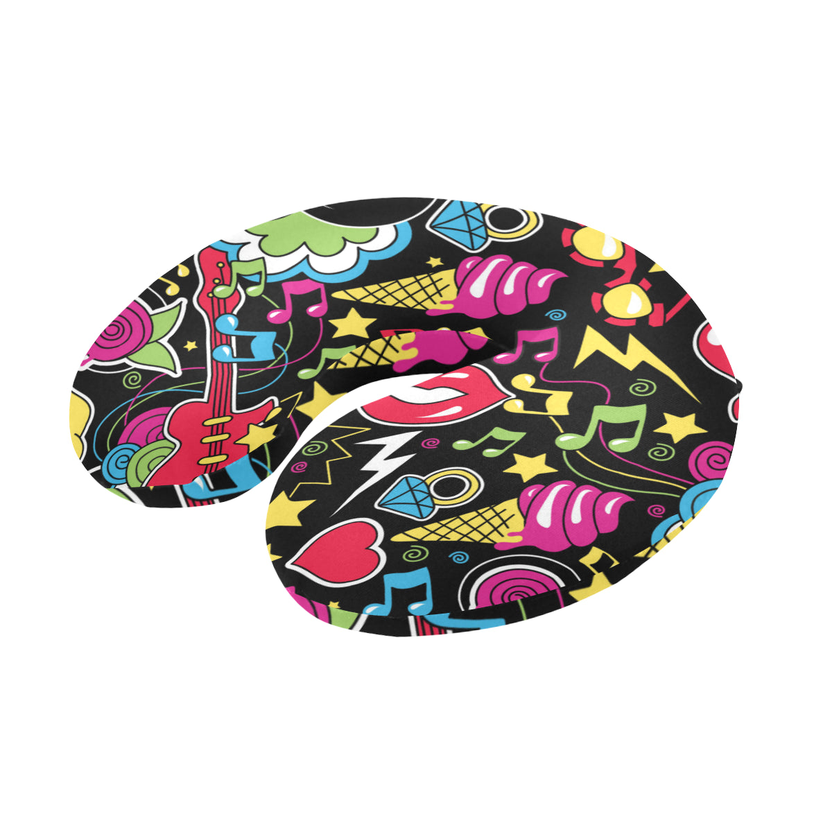 Pop Art Pattern Print Design A04 U-Shaped Travel Neck Pillow