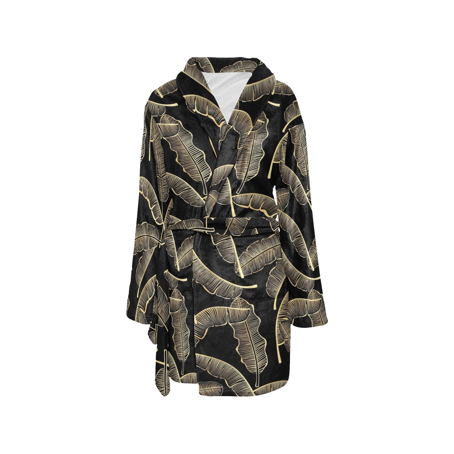 Banana Leaf Pattern Print Design BL07 Women's Fleece Robe