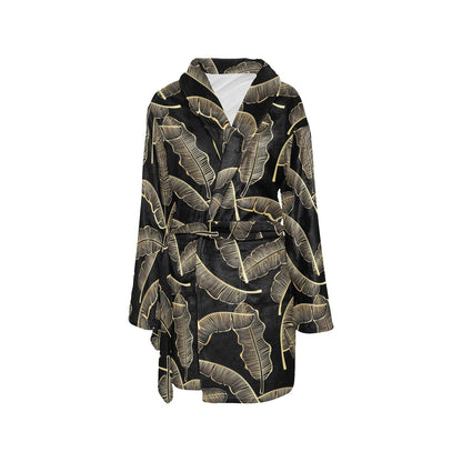 Banana Leaf Pattern Print Design BL07 Women's Fleece Robe