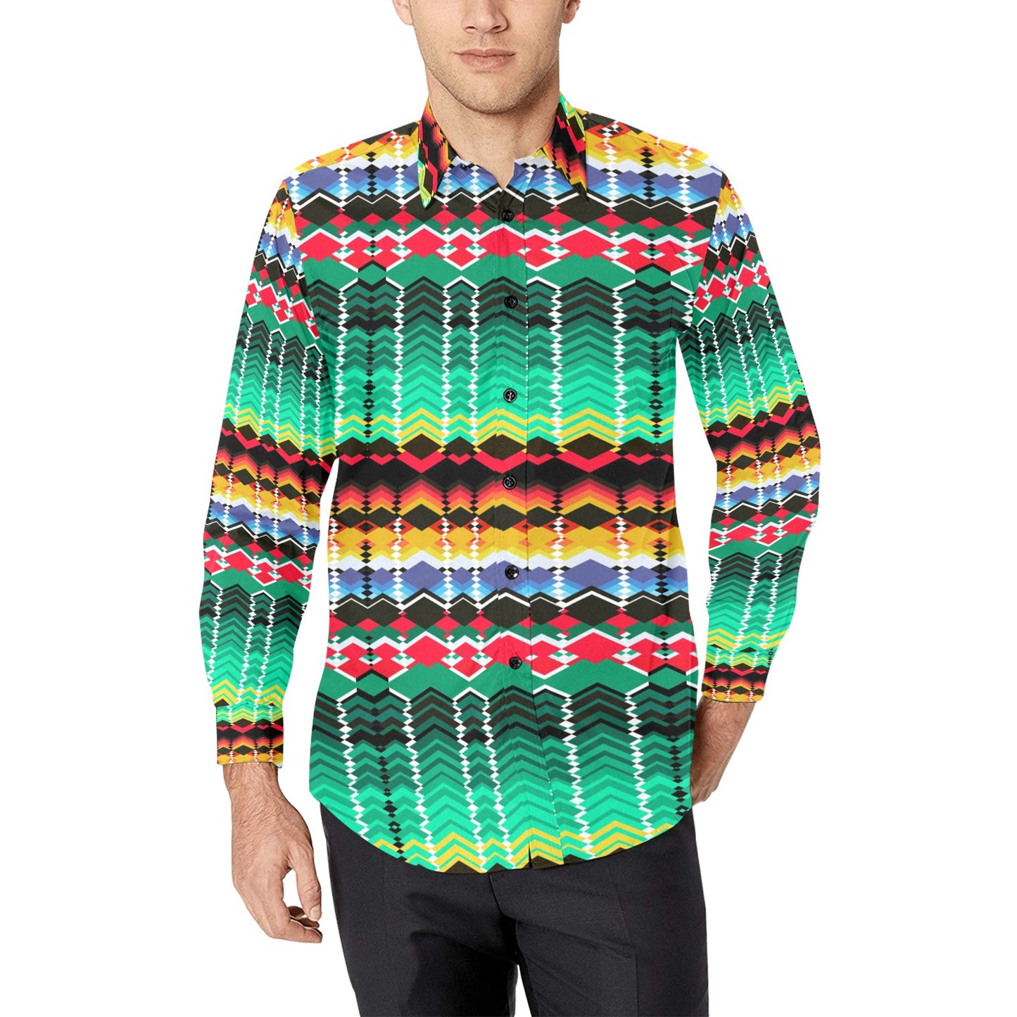 Serape Print Design LKS307 Men's Long Sleeve Dress Shirt