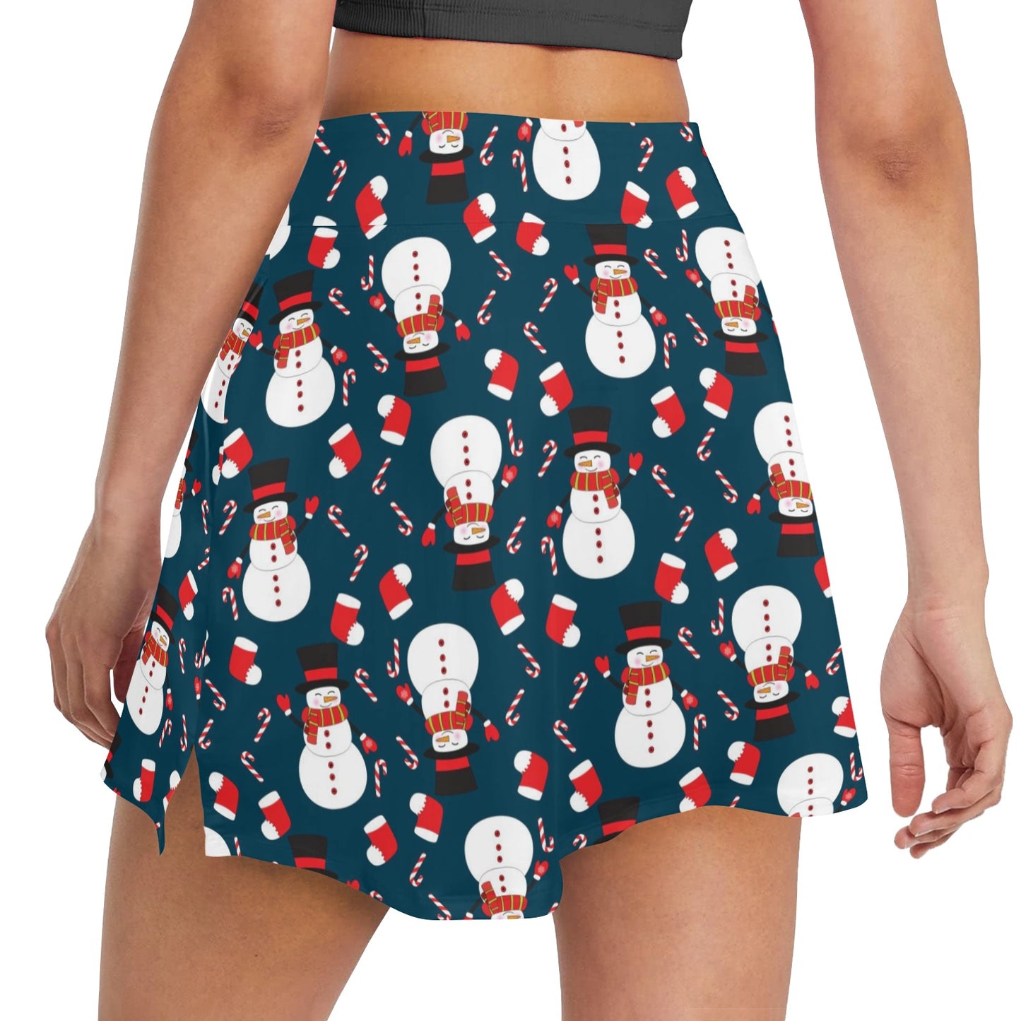 Snowman Print Design LKS301 17" Golf & Pickleball Skort with Pockets
