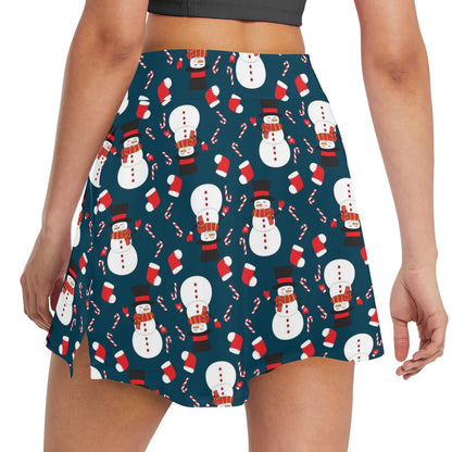Snowman Print Design LKS301 17" Golf & Pickleball Skort with Pockets