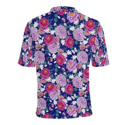 Dahlia Pattern Print Design DH013 Men Polo Shirt