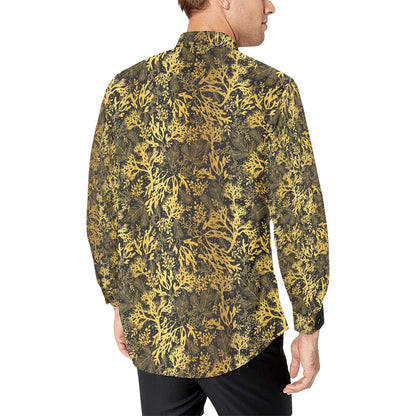Seaweed Print Design LKS303 Men's Long Sleeve Dress Shirt
