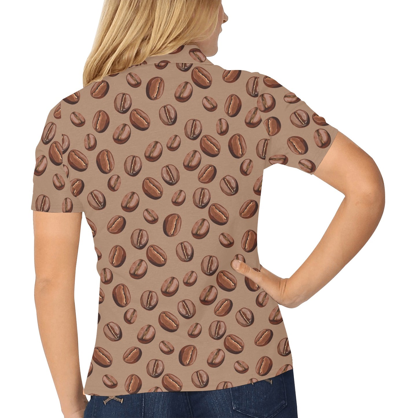 Coffee Pattern Print Design 07 Women's Polo Shirt