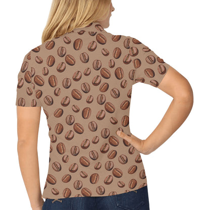 Coffee Pattern Print Design 07 Women's Polo Shirt