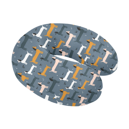 Dachshund Pattern Print Design 012 U-Shaped Travel Neck Pillow