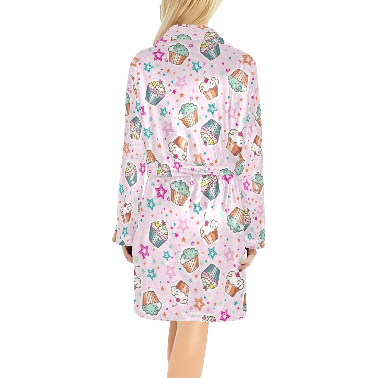Cupcake Pattern Print Design CP03 Women's Fleece Robe