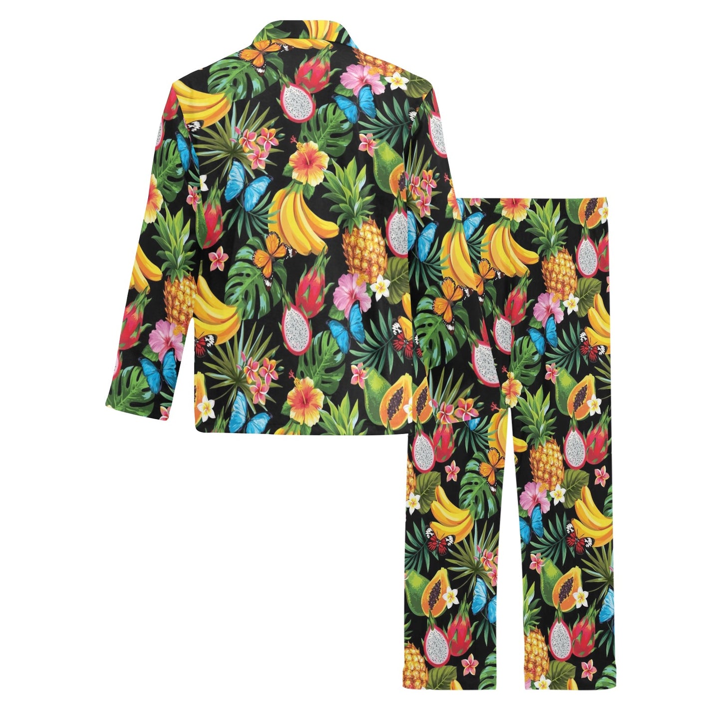 Tropical Fruits Pattern Print Design TF04 Men's Long Pajama Set