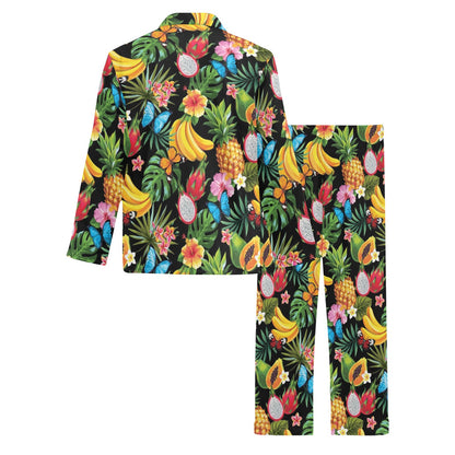 Tropical Fruits Pattern Print Design TF04 Men's Long Pajama Set