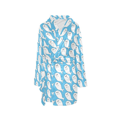 Sea Lion Print Design LKS402 Women's Fleece Robe