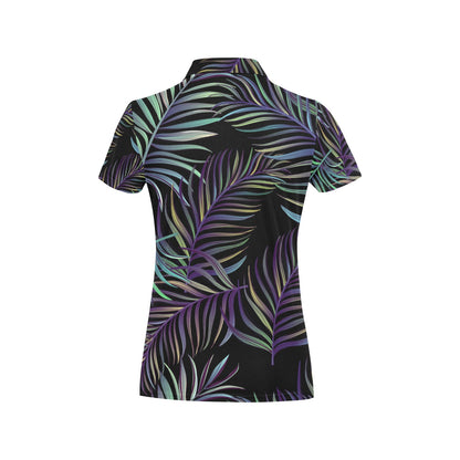 Tropical Palm Leaves Pattern Brightness Women's Polo Shirt