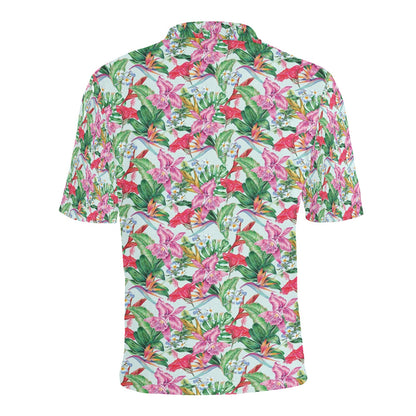 Tropical Flower Print Design LKS304 Men Polo Shirt