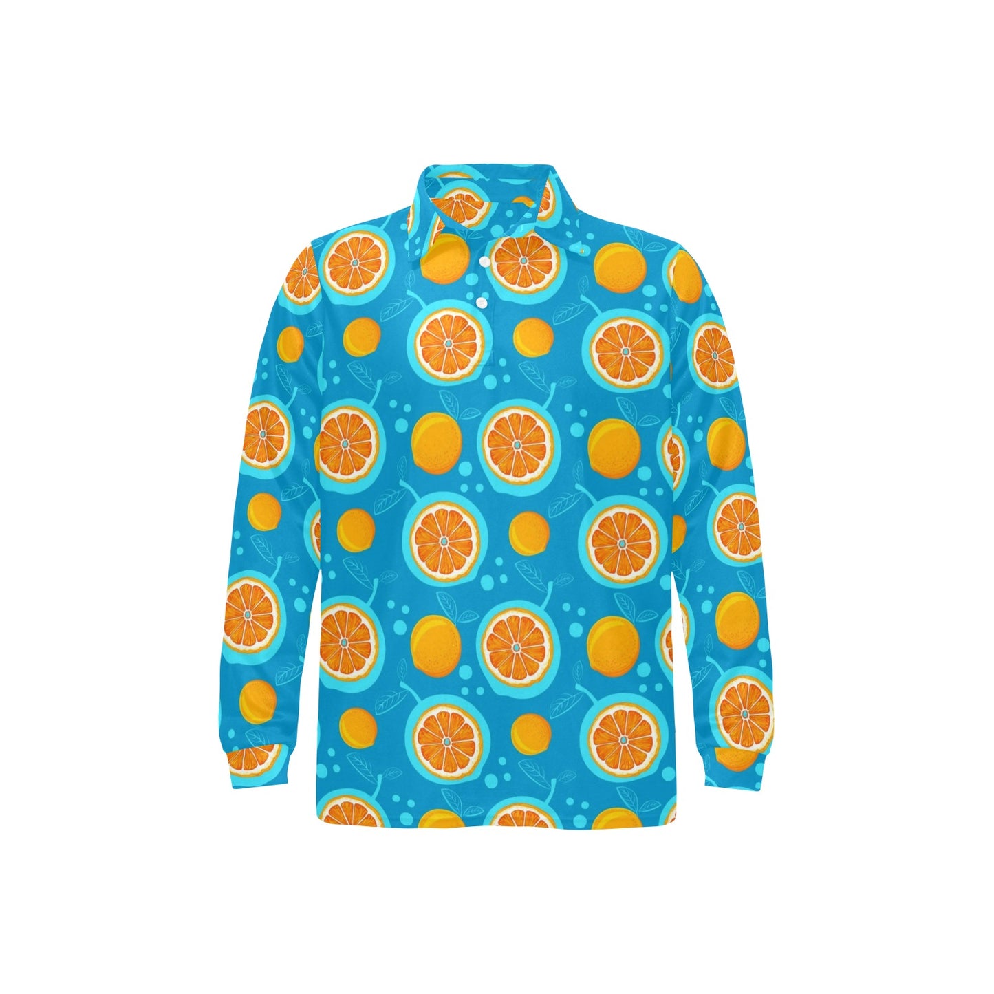 Grapefruit Pattern Print Design GF03 Long Sleeve Polo Shirt For Men's