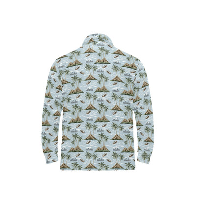 Aloha Hawaii island Design Themed Print Long Sleeve Polo Shirt For Men's