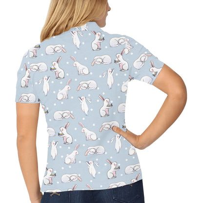 Rabbit Pattern Print Design RB06 Women's Polo Shirt