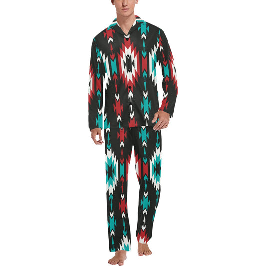 Native Pattern Print Design A08 Men's Long Pajama Set