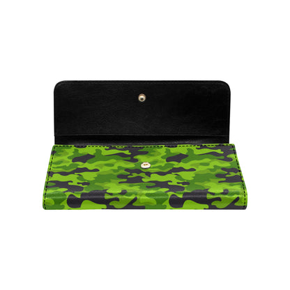 Green Kelly Camo Print Women's Trifold Wallet