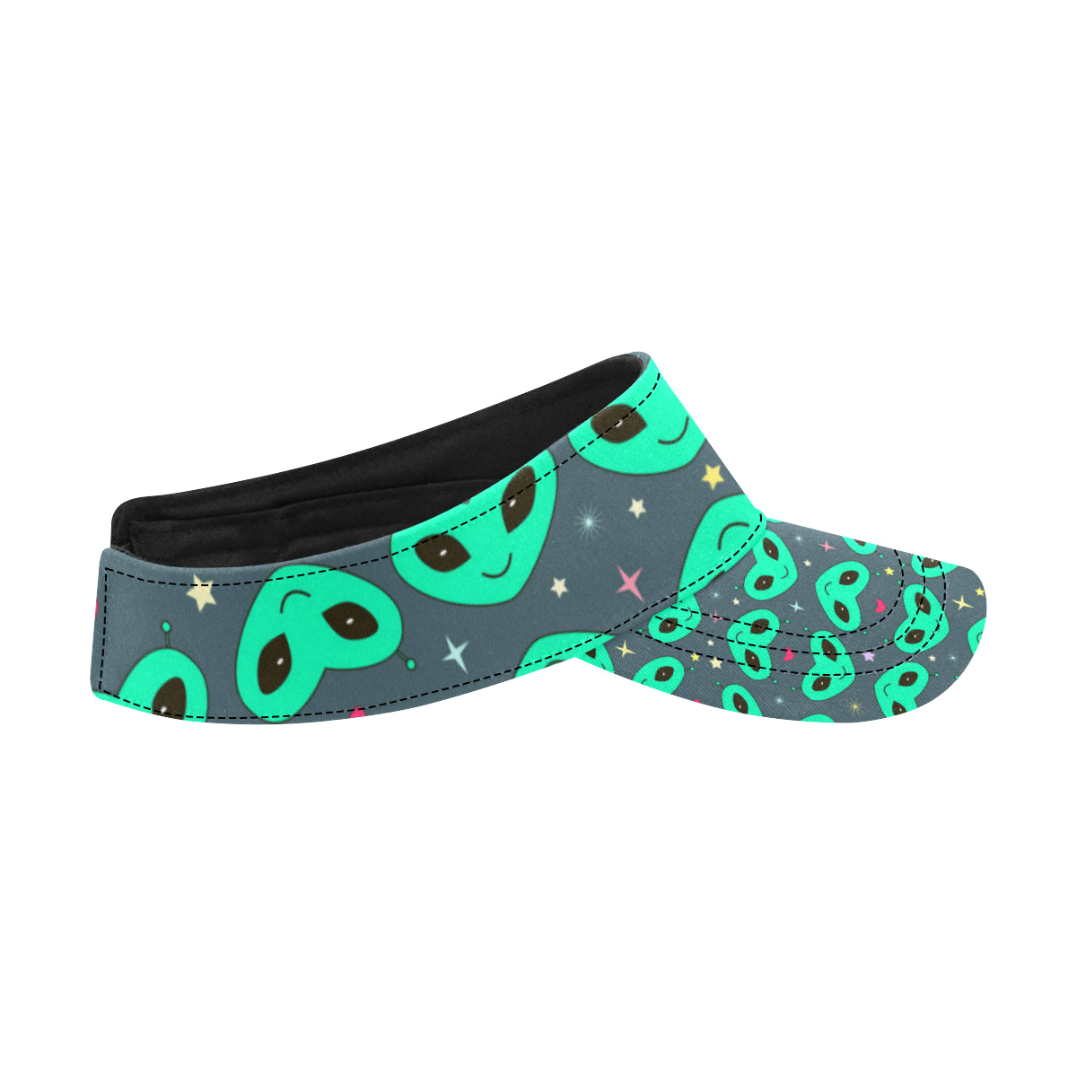 Alien Head Heart Pattern Print Design 03 Unisex Sun Visor