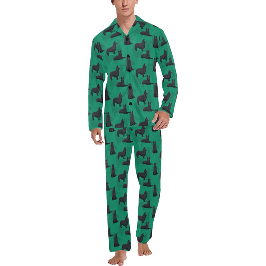 Belgian Sheepdog Pattern Print Design 01 Men's Long Pajama Set