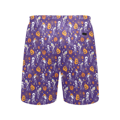 Skeleton Halloween Dance Print Design LKS304 Men's Swim Trunks Beach Shorts