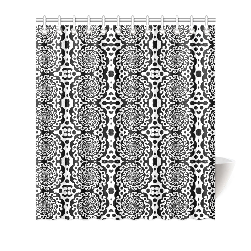 Yin Yang Spiral Design Print Shower Curtain