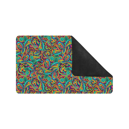 Psychedelic Trippy Floral Design Rubber Doormat