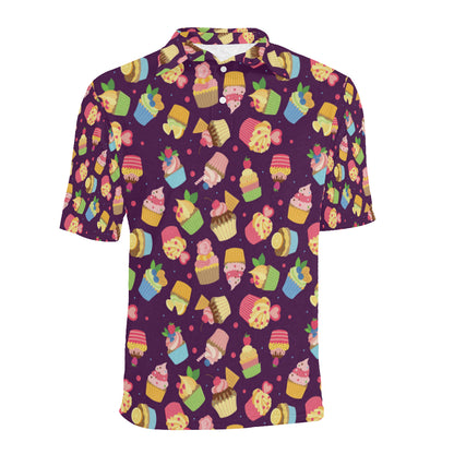 Cupcake Pattern Print Design 05 Men Polo Shirt