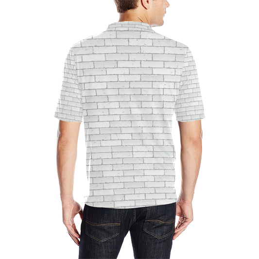 Brick White Pattern Print Design 03 Men Polo Shirt