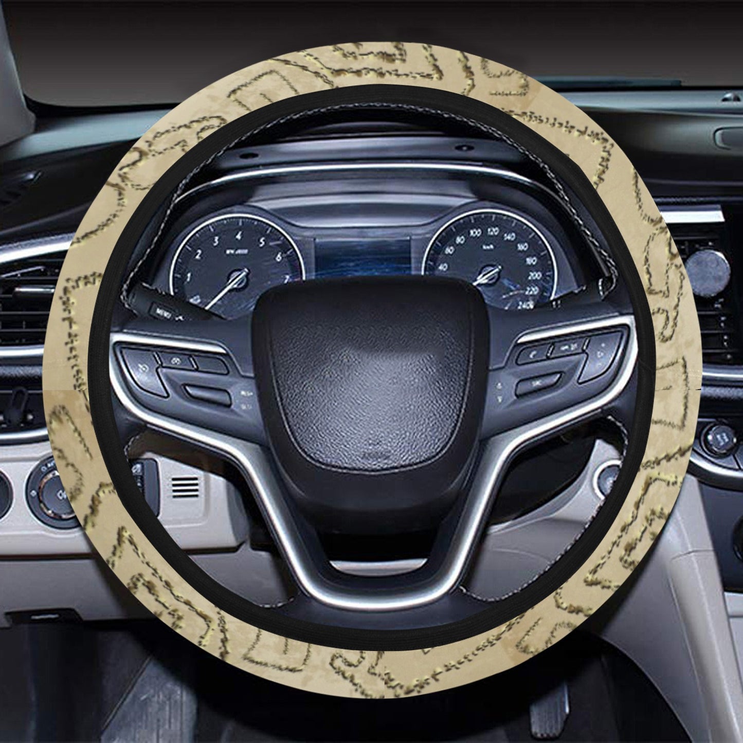 Ancient Greek Print Design LKS3013 Steering Wheel Cover with Elastic Edge