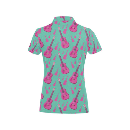 Acoustic Guitar Print Design LKS405 Women's Polo Shirt