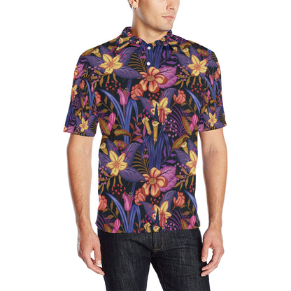 Lily Pattern Print Design LY016 Men Polo Shirt