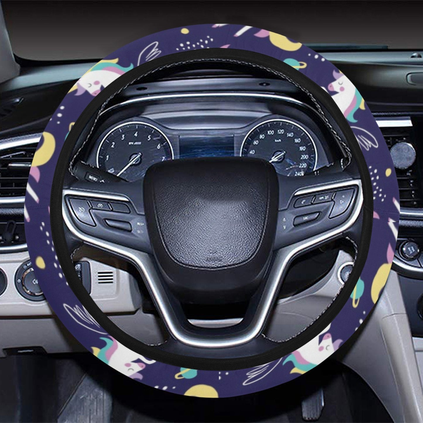Unicorn Print Design LKS305 Steering Wheel Cover with Elastic Edge