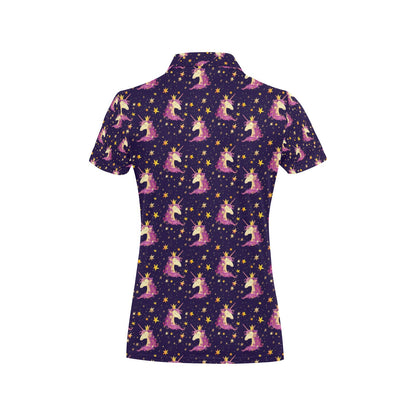 Unicorn Princess Star Sparkle Women's Polo Shirt