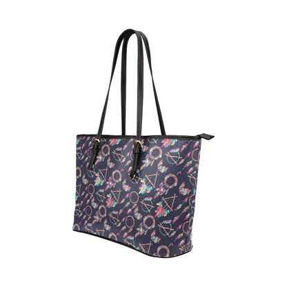 Boho Dream Catcher Colorful Leather Tote Bag