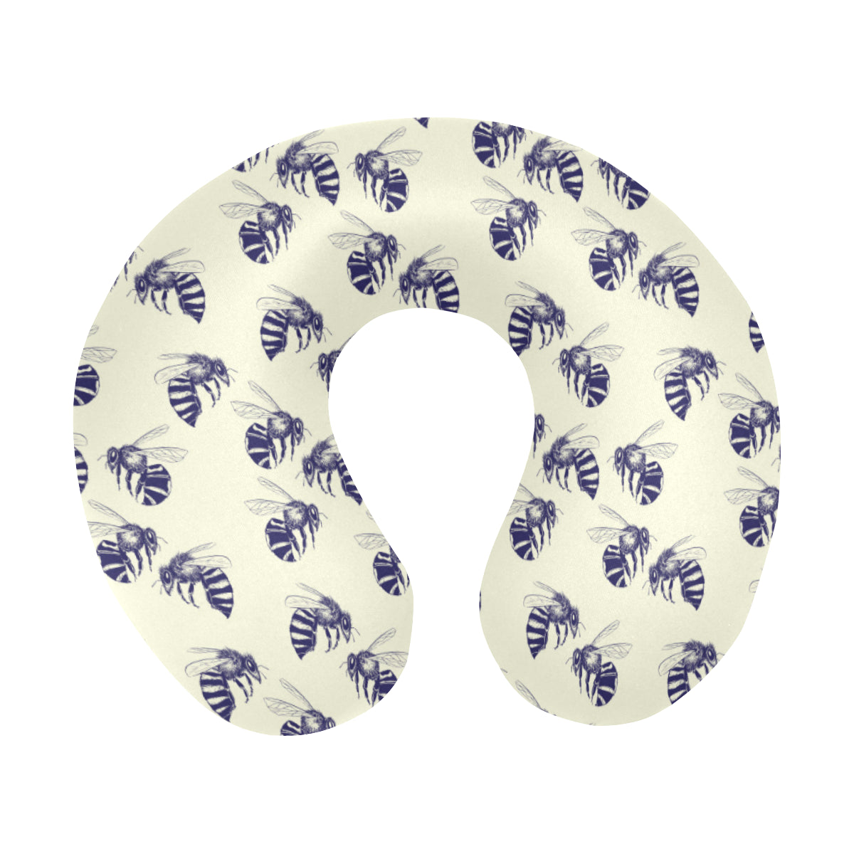 Bee Pattern Print Design 02 U-Shaped Travel Neck Pillow