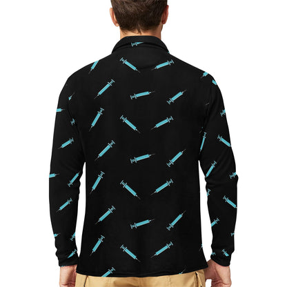 Phlebotomist Pattern Print Design A04 Long Sleeve Polo Shirt For Men's