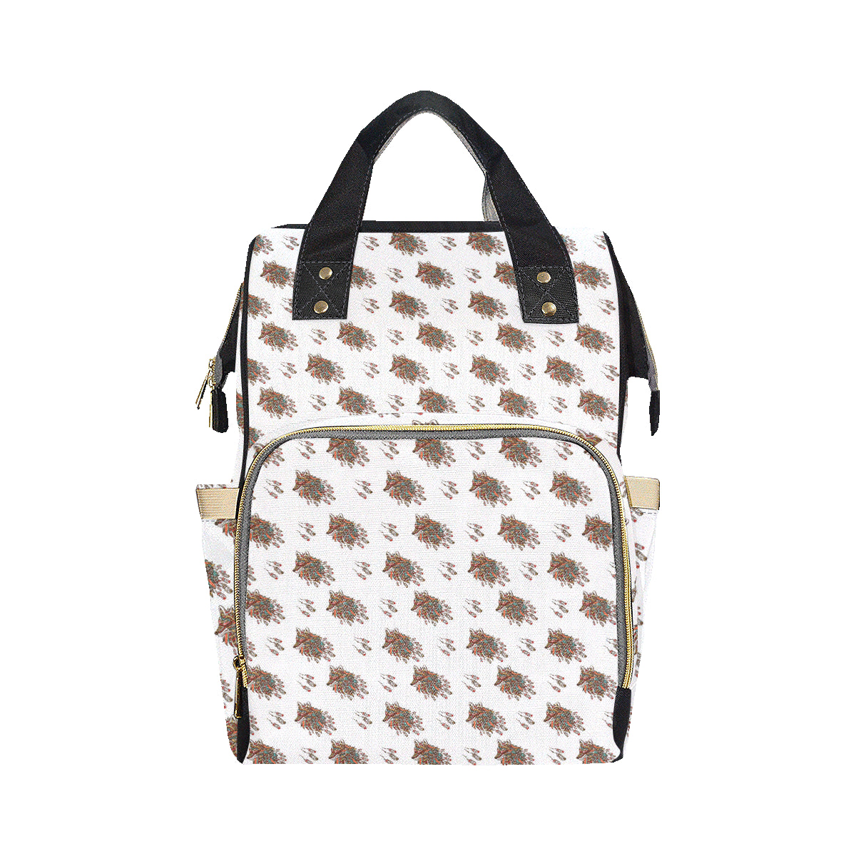Aztec Wolf Pattern Print Design 02 Diaper Bag Backpack