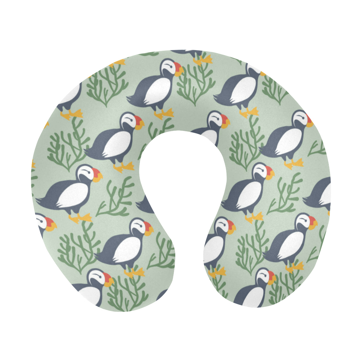 Puffin Pattern Print Design A04 U-Shaped Travel Neck Pillow