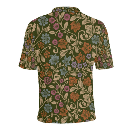 Floral Vintage Print Pattern Men Polo Shirt