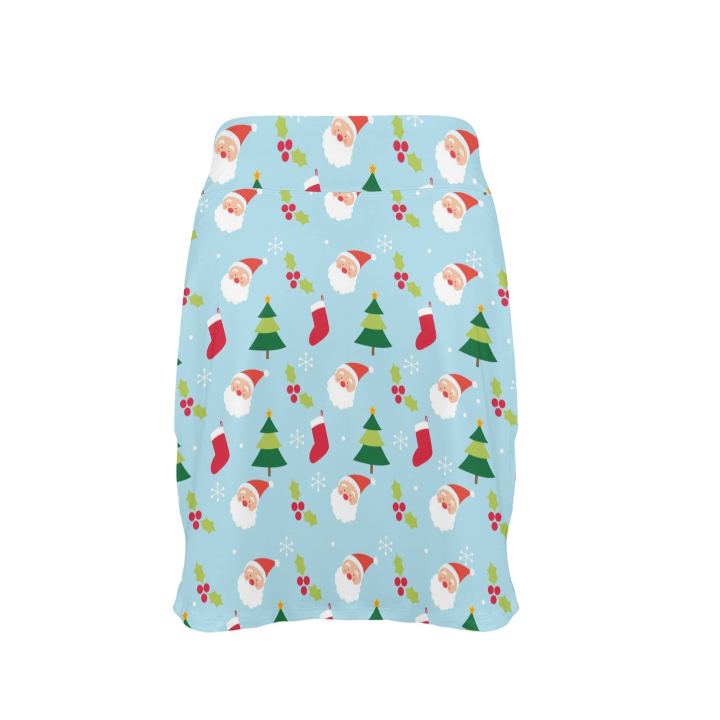 Santa Themed Print Design LKS301 Women's Golf Skirt with Pocket